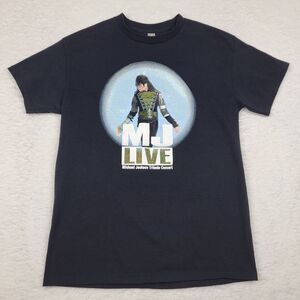 Michael Jackson Shirt Womens Medium Black MJ Live Tribute Concert Short Sleeve T